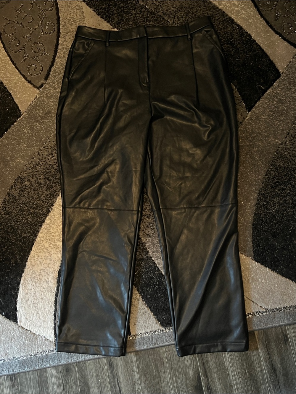 Reitmans Black Faux Leather Straight Leg Pants